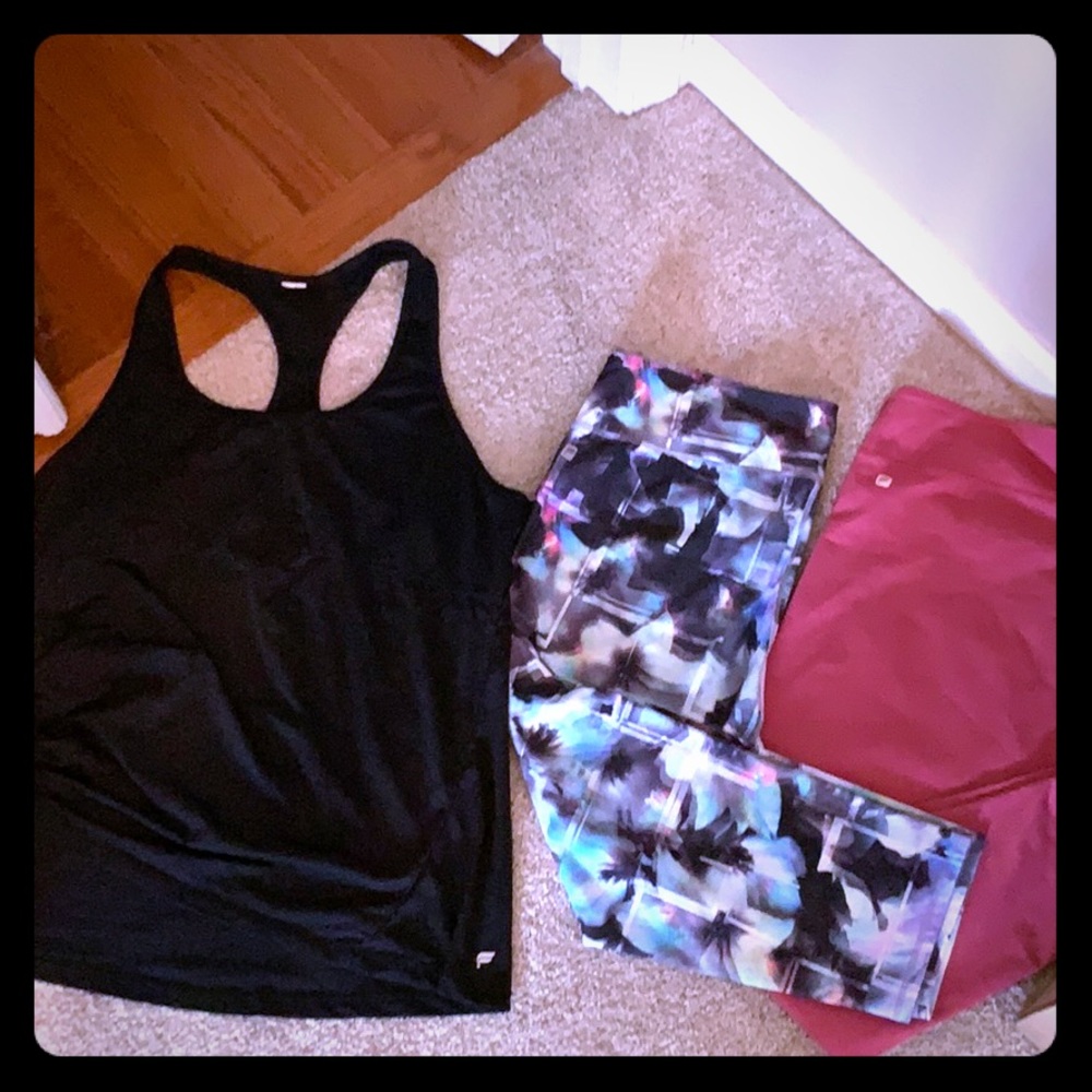 Fabletics top and 2 pair of capris XXL